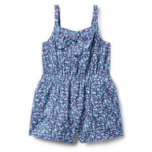 Janie And Jack Blue Ditsy Floral Jumpsuit Romper w/Bow Size 18-24 Months